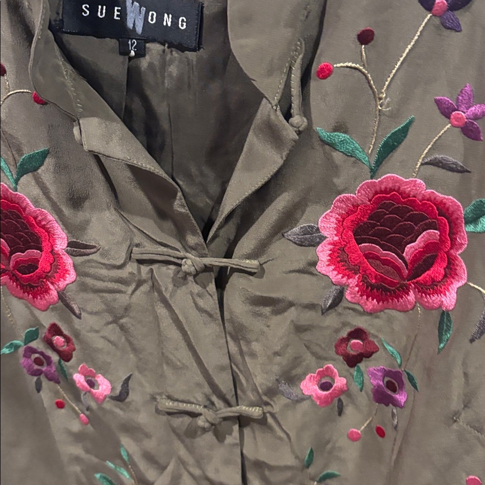 Sue Wong Y2K Floral Career Blouse Colorful Silk Tassel Top Embroidered Japan - Picture 5 of 12